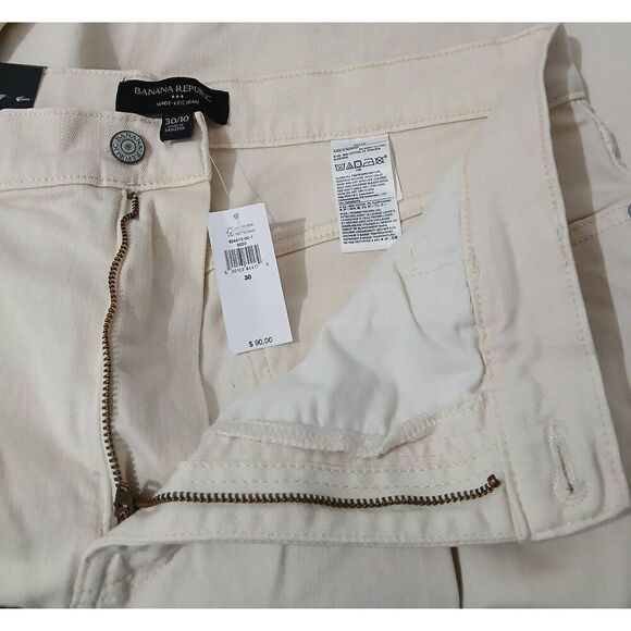 Banana republic womens 30/10 hi waist wide leg cream beige pants - Picture 3 of 6